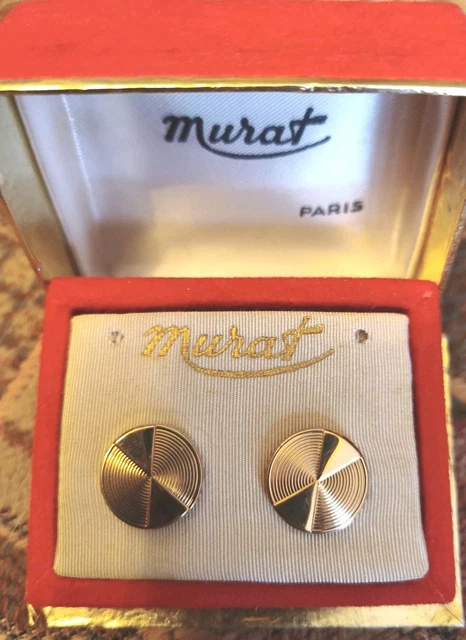 Boutons De Manchette Vintage Dorés Gravés HR Et Patent - Occasion Pour Costume élégant