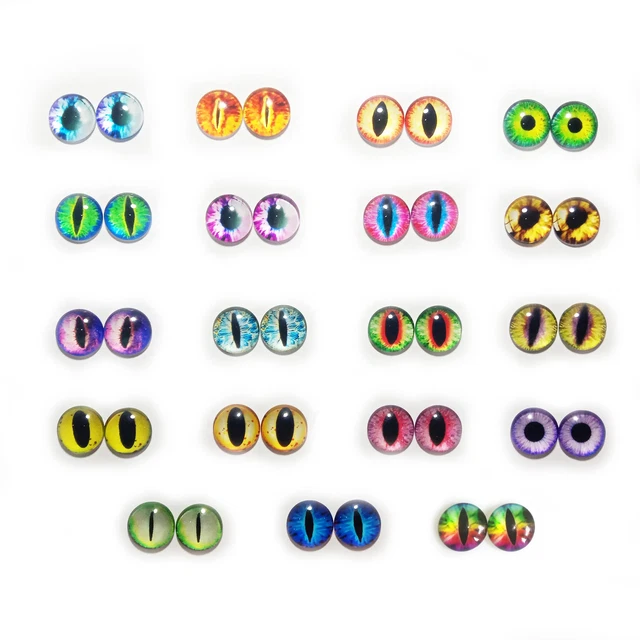 10pcs 6mm 8mm 10mm 12mm Glass Eyes Cabochon Lizard Cat Frog Animal Flat Dome Eye