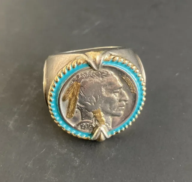 Sterling Silver Indian Head Nickel Buffalo Coin Ring