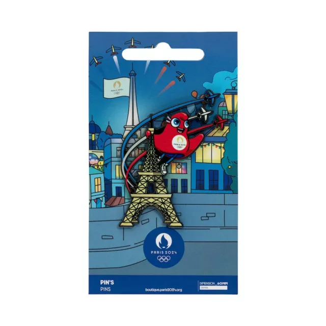 PARIS 2024 OLYMPICS Mascot Eiffel Tower Official Pin Badge 15.39