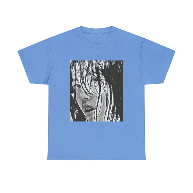 Black & White Drawing of Woman Unisex Heavy Cotton Aesthetic T-Shirt