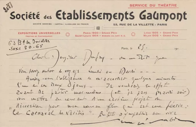 Marcel L'HERBIER - Lettre autographe signée à Michel DUFET