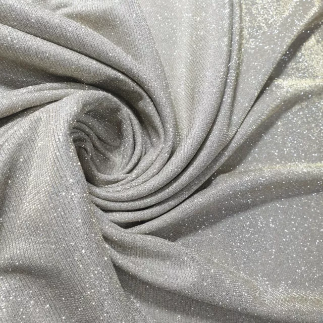 Cream Sparkly Glitter Stretch Moonlight Fabric Dress Bridal Backdrop 58” Meter