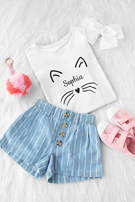 T-shirt gatto personalizzata bambina design gattino per amanti degli animali I Love Cats