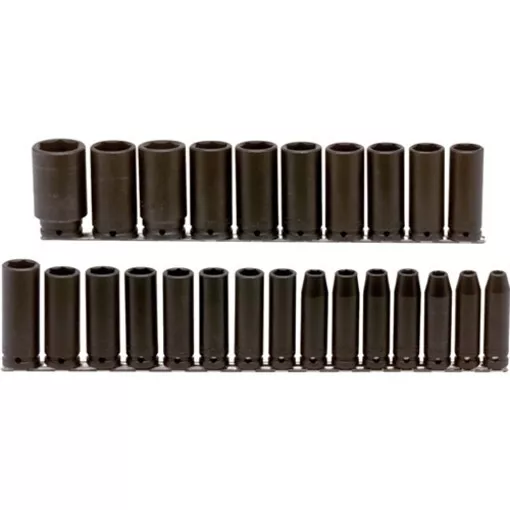 Proto J74216 1/2" Drive 25 Piece Metric Deep Impact Socket Set - 6 Point