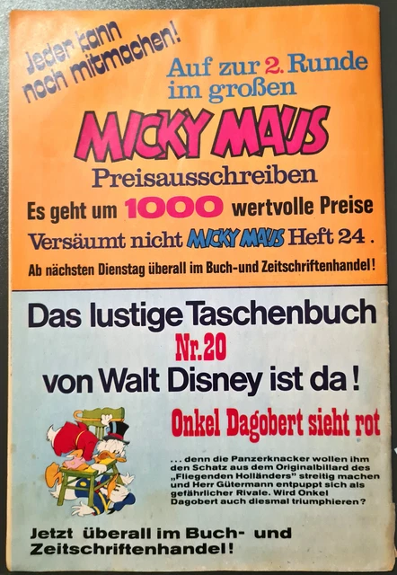 Micky Maus Comic Heft Nr.23 mit SB+GS+Beilage 1972 Z 2-3/(241 3