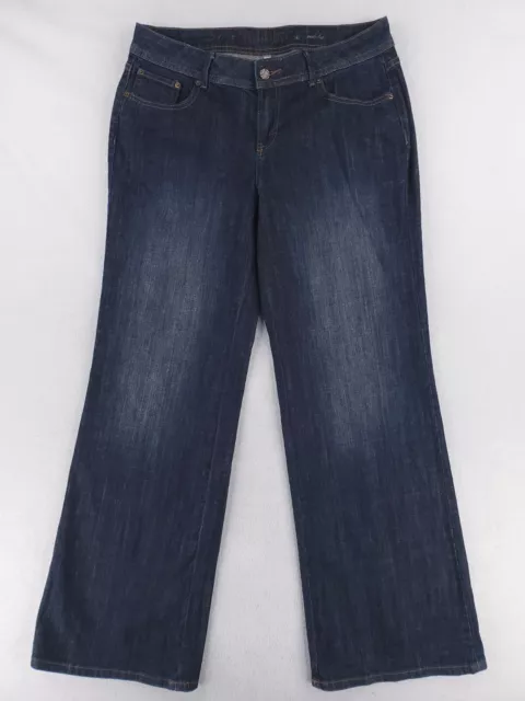 JLO Jennifer Lopez Pant Womens Sz 10 Wide Leg Flared Jeans Trouser Stretch Denim
