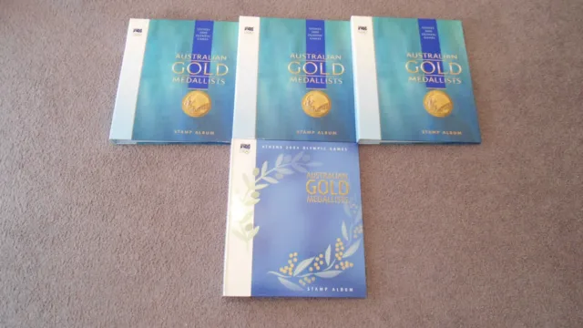 3 x 2000 Sydney + 1 x 2004 Athens Olympic Games stamp albums by Australia Post