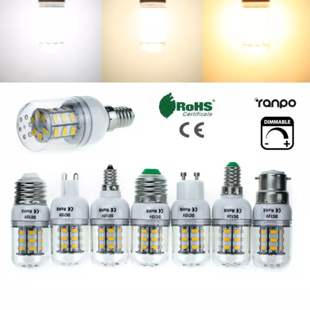 À Variation E27 E14 B22 7W LED Maïs Ampoules Clair 5730 SMD Lampe 220V 12V 24V