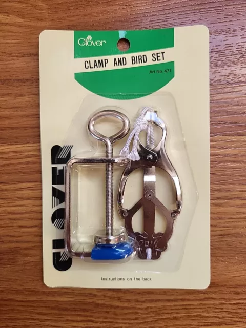 Vintage Clover Needlecraft Sewing Clamp and Bird Set 471 Made In Japan
