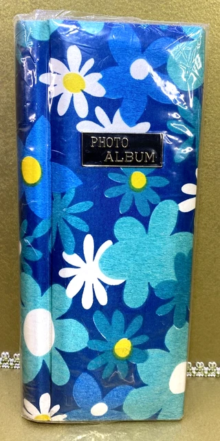 Vintage Floral Photo Album Silk Fabric Covered Blue Floral Daisy Japan Retro