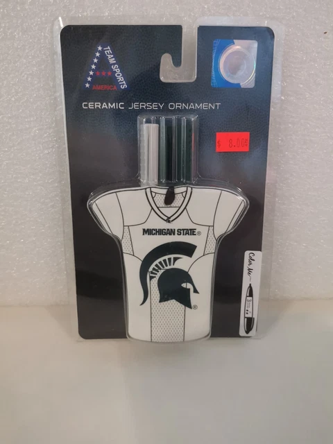 (7x) Michigan State Spartans Ceramic Coloring CHRISTMAS Ornament Hockey Jersey