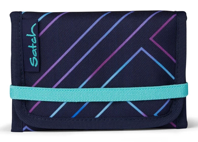 satch wallet portafoglio viola laser blu scuro marrone nuovo
