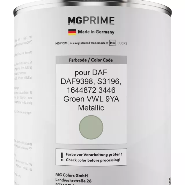 Peinture Voiture pour DAF DAF9398 S3196 1644872 3446 Groen VWL 9YA Metallic 1,0l 2