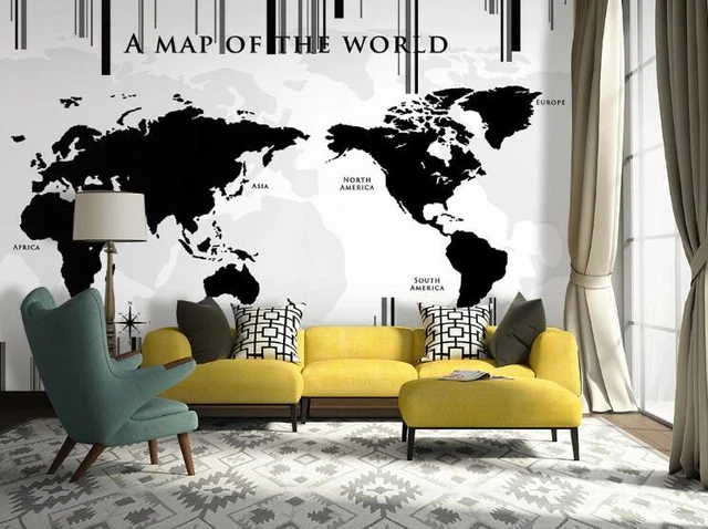 3D CARTOON WORLD Map Wallpaper Wall Mural Removable Self-adhesive 1909 $124.99 - AU - View #3