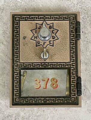 Vintage Antique Brass US Post Office Mail Box Doors 1960's MCM Grecian w/ Combo