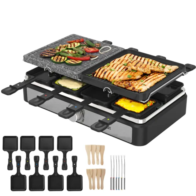 Raclette Grill 8 Personen Grillplatte Party Grill Tischgrill Elektrogrill 1400 W