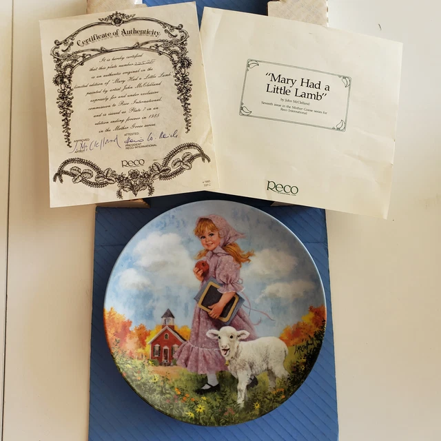 Reco John McClelland Mother Goose Series Collector Plate -Mary Had a Little Lamb