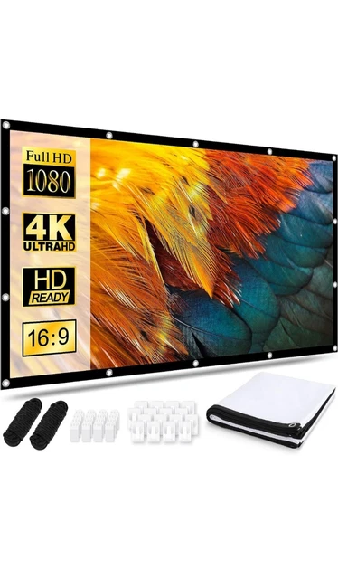 Écran De Projection Portable Pliable 16:9 – Supporte 4K, Plusieurs Tailles (60 à 150 Pouces)