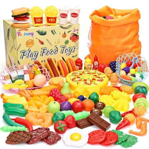 Tagitary Play Food Toys SetPretend Play 136PCS Plastic Fake Food ToysPlay Kit...