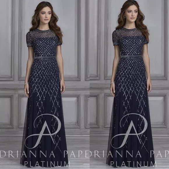 Adrianna Papell cap Sleeve beaded gown