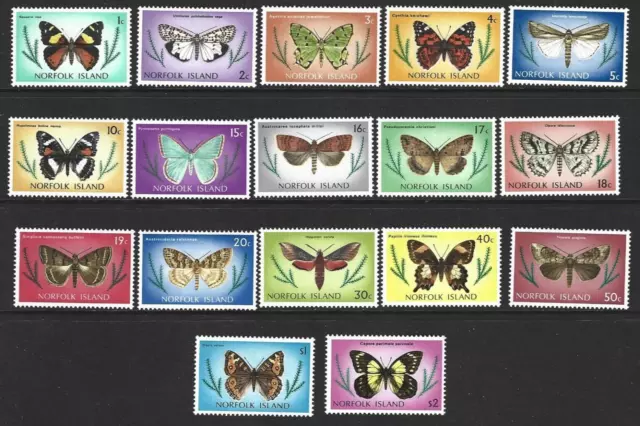 1976 Norfolk Island - Complete Set Butterflies & Moths Sg179-195 Mnh