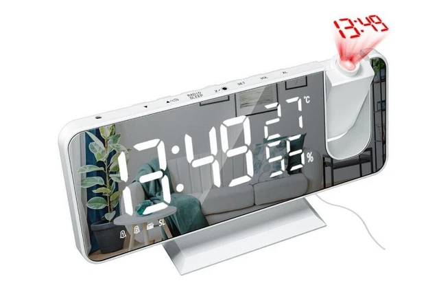 Réveil Projecteur Plafond Fille Miroir Radio FM Horloge Numérique Température fr
