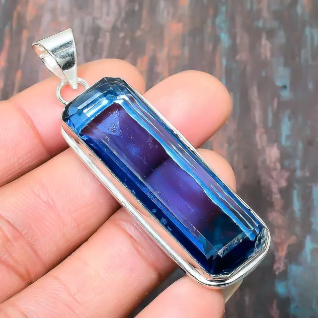 Tanzanite Quartz Gemstone Handmade Gift Jewelry Pendant 1.97" q778