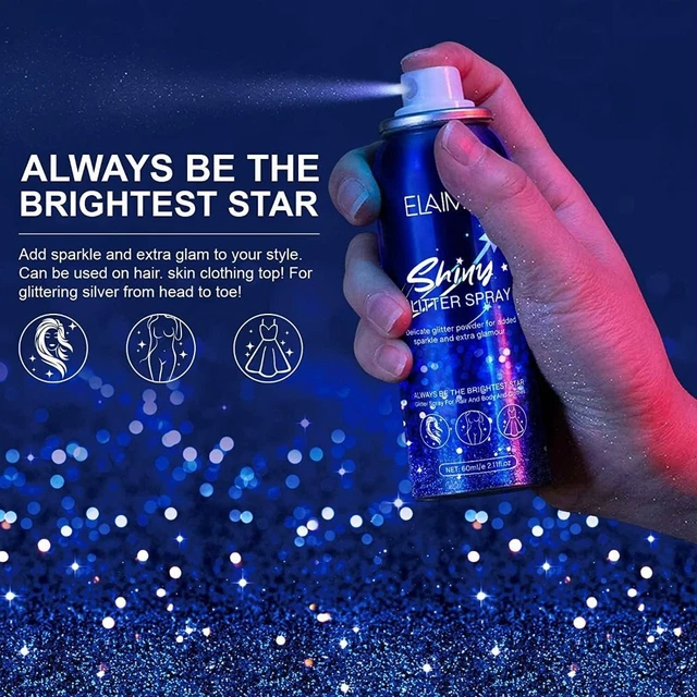 Spray para maquillaje de escenario para cuerpo y cabello impermeable spray de brillo secado rápido