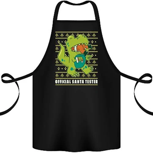 Christmas Official Santa T-Rex Dinosaur Cotton Apron 100% Organic