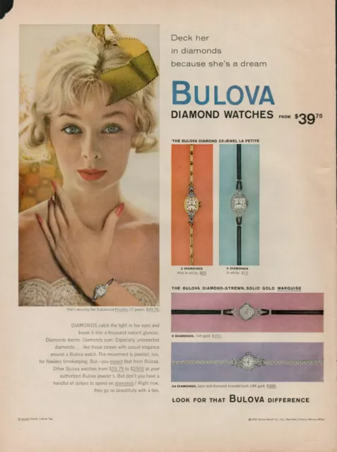 1959 Watches Timepiece Bulova 1950s Vintage Print Ad Women Fashion Difference