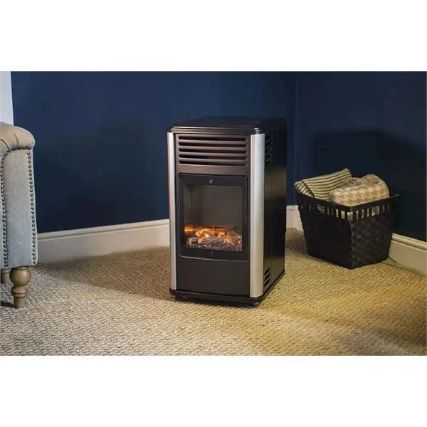 MANHATTAN REAL FLAME Log effect calor gas mobile portable heater £205.