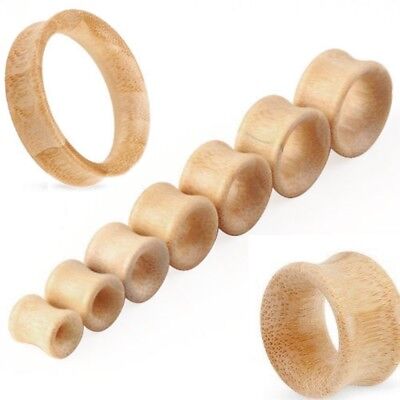 PAIR-Wood Bamboo Saddle Flare Ear Tunnels 14mm/9/16" Gauge Body Jewelry