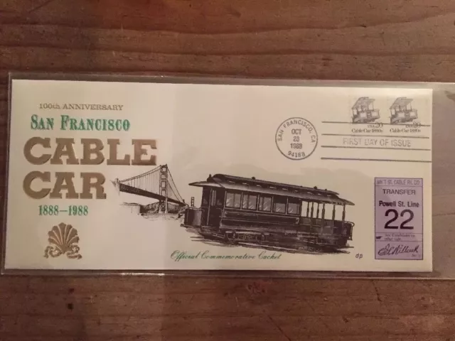 RARE MINT SF Cable Car 100th Anniversary Official Cachet Limited To 2000 FDC!!