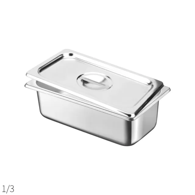 SOGA Full Size 1/3 GN Pan 10cm Deep Stainless Steel Gastronorm Tray with Lid