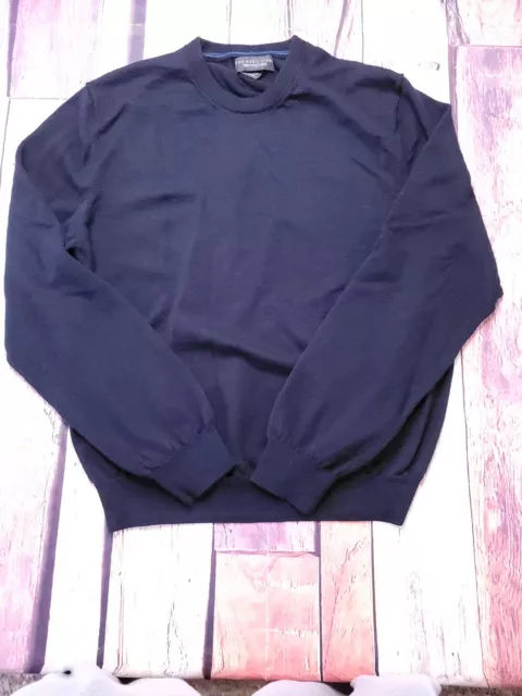 Bloomingdales The Mens Store Crew Neck 100% Merino Wool Sweater XL Blue