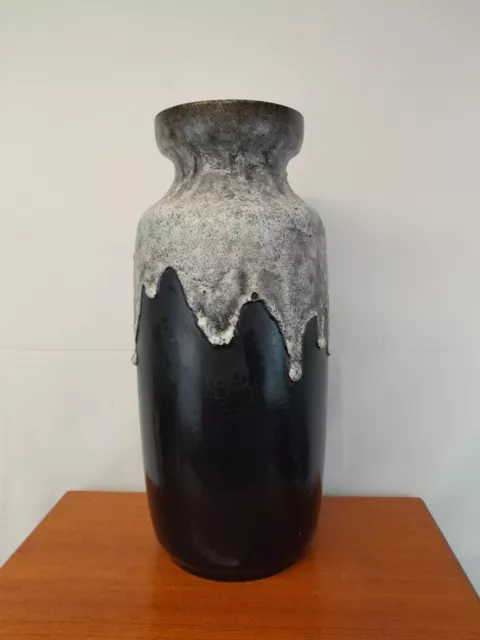 Vintage Mid=Century Fat Lava Vase West Germany Bay Keramik Black/White