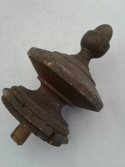 Large Antique Newel Post Finial Hardwood Ornate Victorian Architecture Salvage