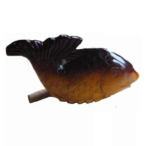 Fair Trade Vietnamese Painted Wooden Fish Rasp Guiro Block Unusual Percussion