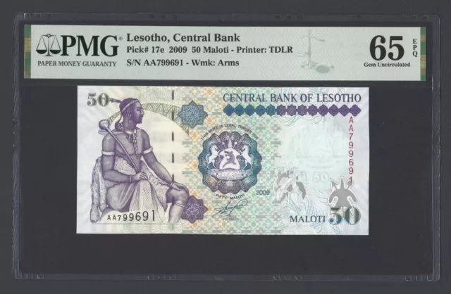 Lesotho, 50 Maloti, 2009 P17e Uncirculated Grade 65