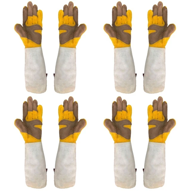4 Pairs Gants De Jardinage Vachette Travail Longs Plantation Jardinier