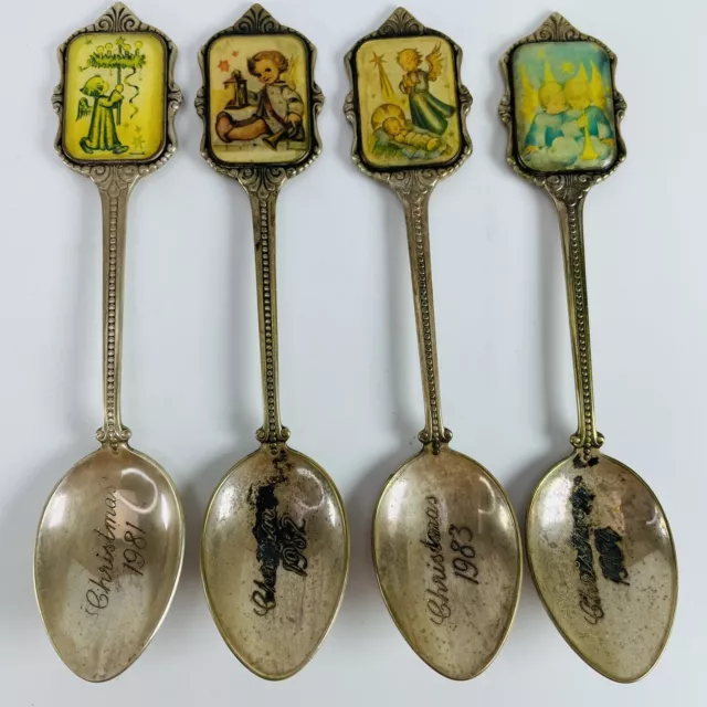 4 Hummel Angel Collectible Spoons Christmas 1981-84 ARS Edition VTG West Germany