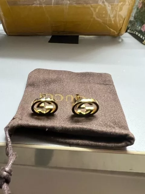 Men  Gucci Cufflinks Double G Interlocking GG Logo Dustbag Cuff link