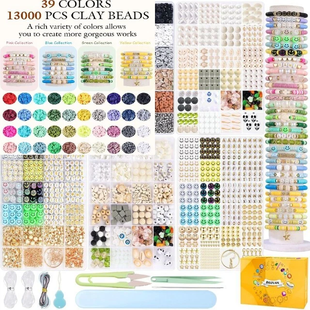 4 cajas 13000 cuentas de arcilla y 1220 dijes, para kit de fabricación de pulseras...