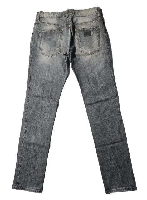 Dolce & Gabbana Men's Slim Distressed Faded Grey Jeans Size (46) 30-31x32