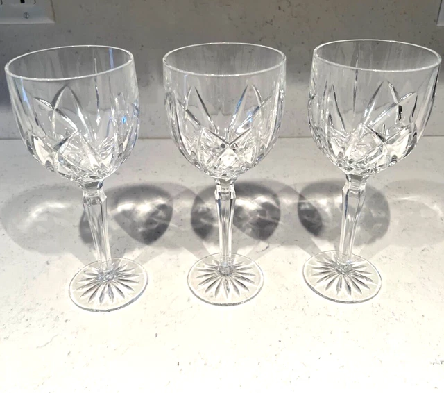 MARQUIS BY WATERFORD BROOKSIDE 12oz WINE/WATER GLASS  CRYSTAL  8.5" LOT OF 3
