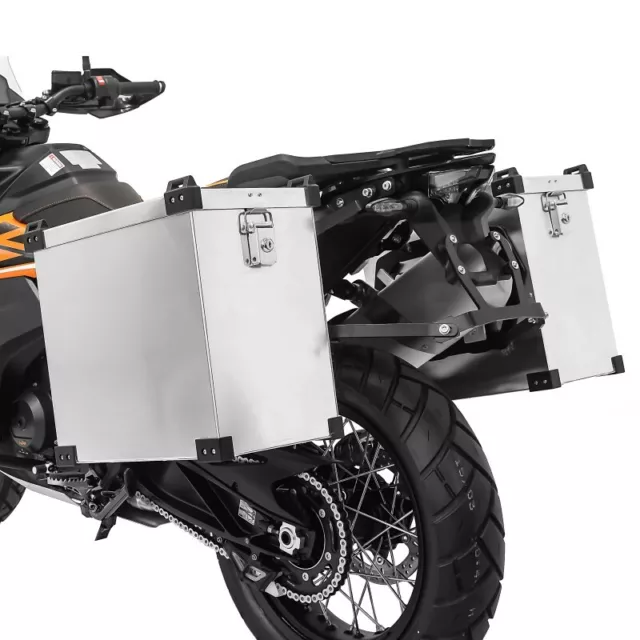 Valises laterales aluminium Moto 2x40l Bagtecs Namib + kit pour supports