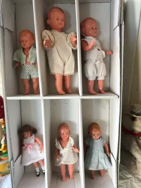 Lot de 6 petites poupées anciennes entre 13 et 17 cm