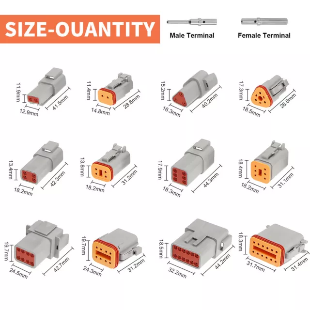 450PCS Deutsch Connector DT Plug Kit Tool Automotive Marine Waterrproof AU 3