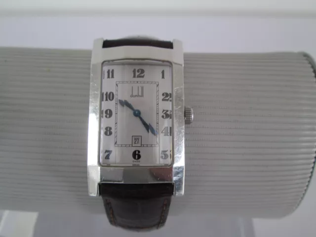 Dunhill Men's Wristwatch Faceted Orginal Leather Strap Working